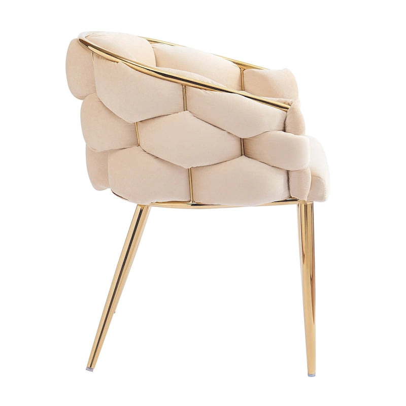 Moderne poltrone in velluto da 75 cm con gambe e struttura in metallo color oro per soggiorno (set da 2)