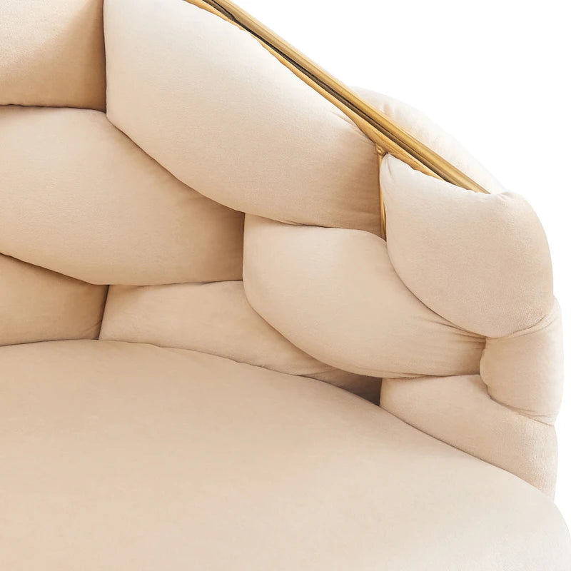 Moderne poltrone in velluto da 75 cm con gambe e struttura in metallo color oro per soggiorno (set da 2)