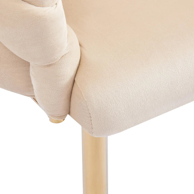 Moderne poltrone in velluto da 75 cm con gambe e struttura in metallo color oro per soggiorno (set da 2)