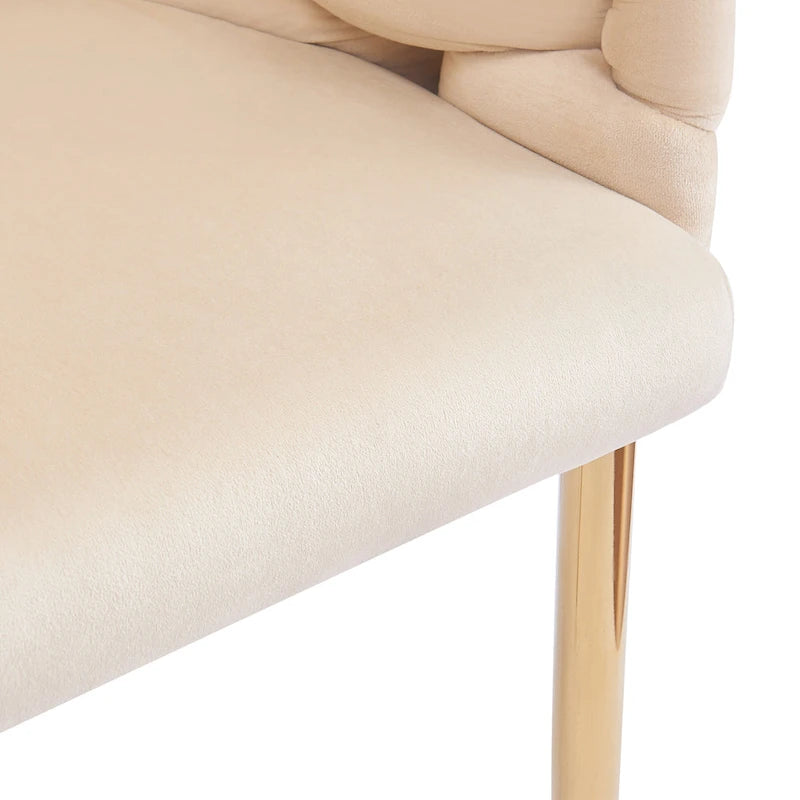 Moderne poltrone in velluto da 75 cm con gambe e struttura in metallo color oro per soggiorno (set da 2)