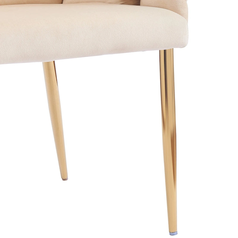 Moderne poltrone in velluto da 75 cm con gambe e struttura in metallo color oro per soggiorno (set da 2)