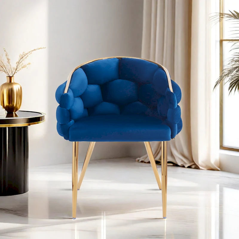 Moderne poltrone in velluto da 75 cm con gambe e struttura in metallo color oro per soggiorno (set da 2)