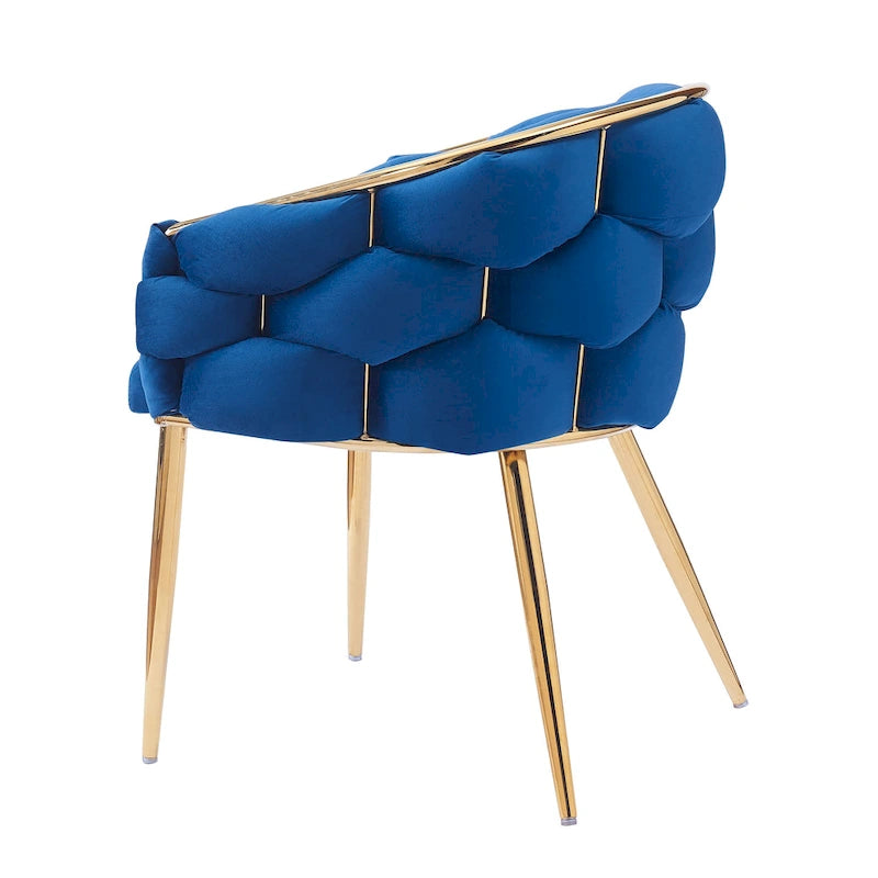 Moderne poltrone in velluto da 75 cm con gambe e struttura in metallo color oro per soggiorno (set da 2)