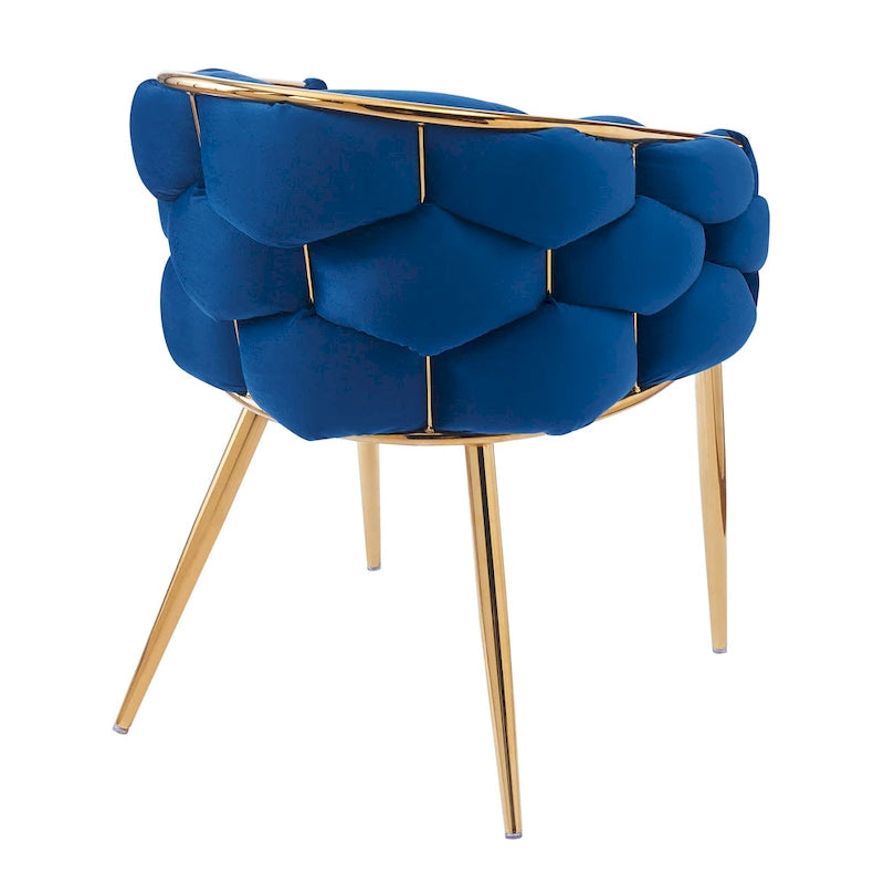 Moderne poltrone in velluto da 75 cm con gambe e struttura in metallo color oro per soggiorno (set da 2)