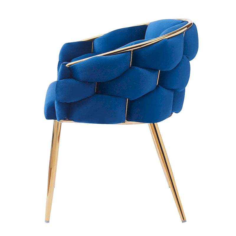 Moderne poltrone in velluto da 75 cm con gambe e struttura in metallo color oro per soggiorno (set da 2)