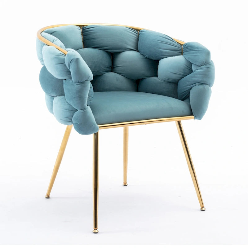 Poltrona accent moderna blu da 28,7 in velluto con gambe in metallo placcato oro