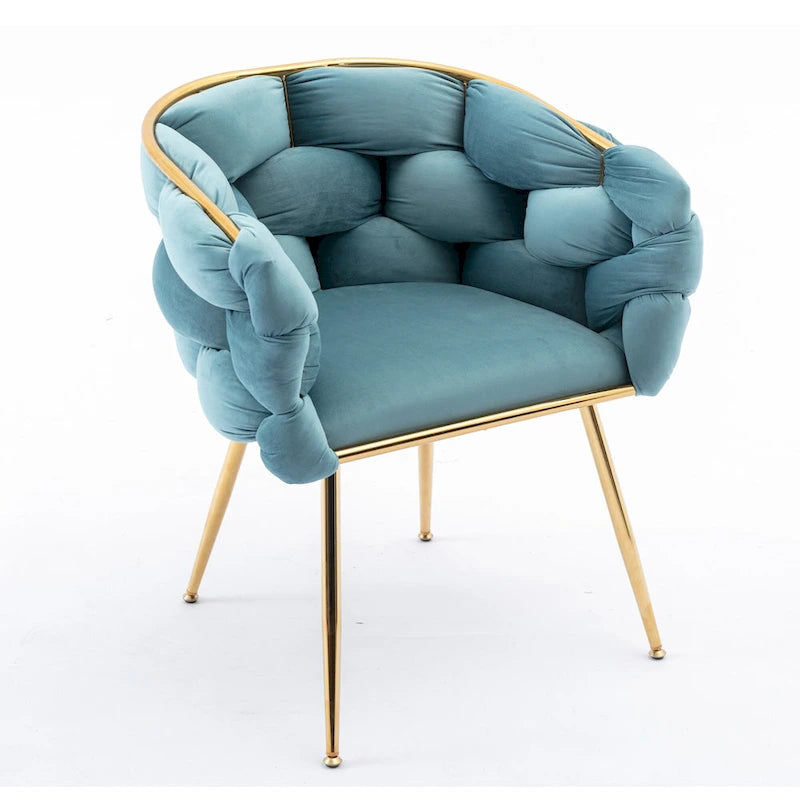 Poltrona accent moderna blu da 28,7 in velluto con gambe in metallo placcato oro