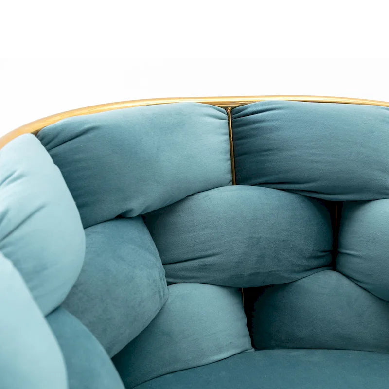 Poltrona accent moderna blu da 28,7 in velluto con gambe in metallo placcato oro