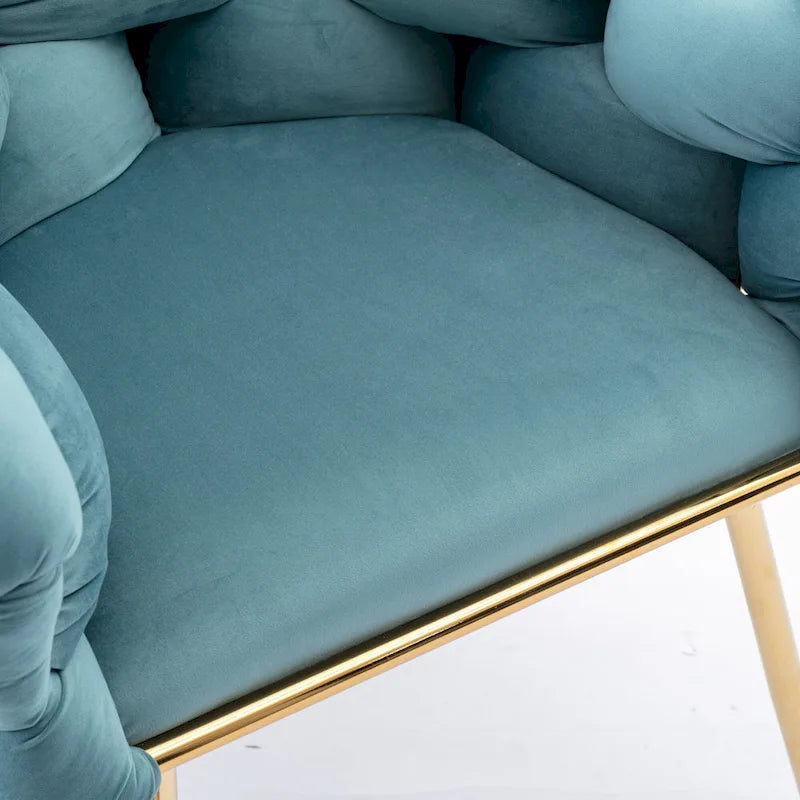 Poltrona accent moderna blu da 28,7 in velluto con gambe in metallo placcato oro