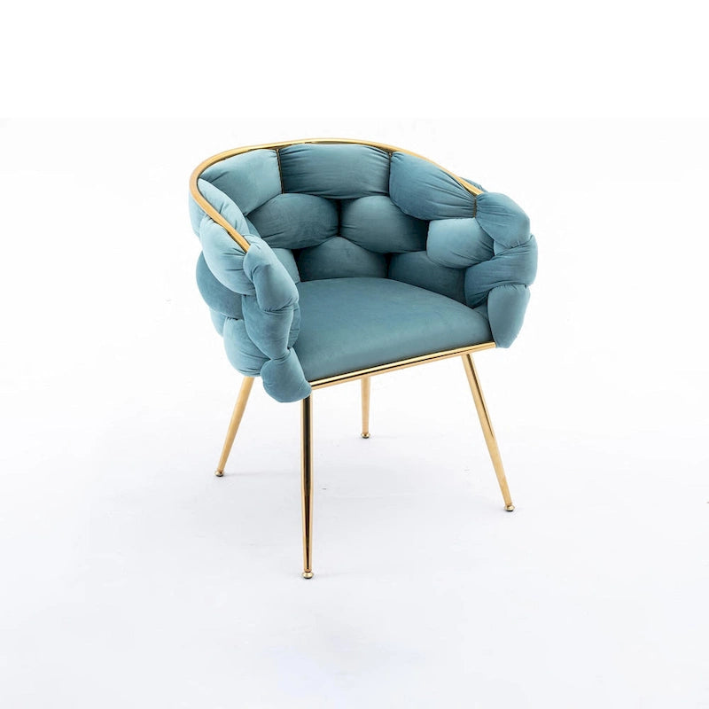 Poltrona accent moderna blu da 28,7 in velluto con gambe in metallo placcato oro