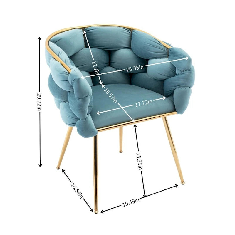Poltrona accent moderna blu da 28,7 in velluto con gambe in metallo placcato oro