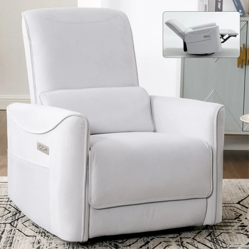 Fauteuil inclinable électrique ergonomique marron avec fonction pivotante, basculante et ports USB