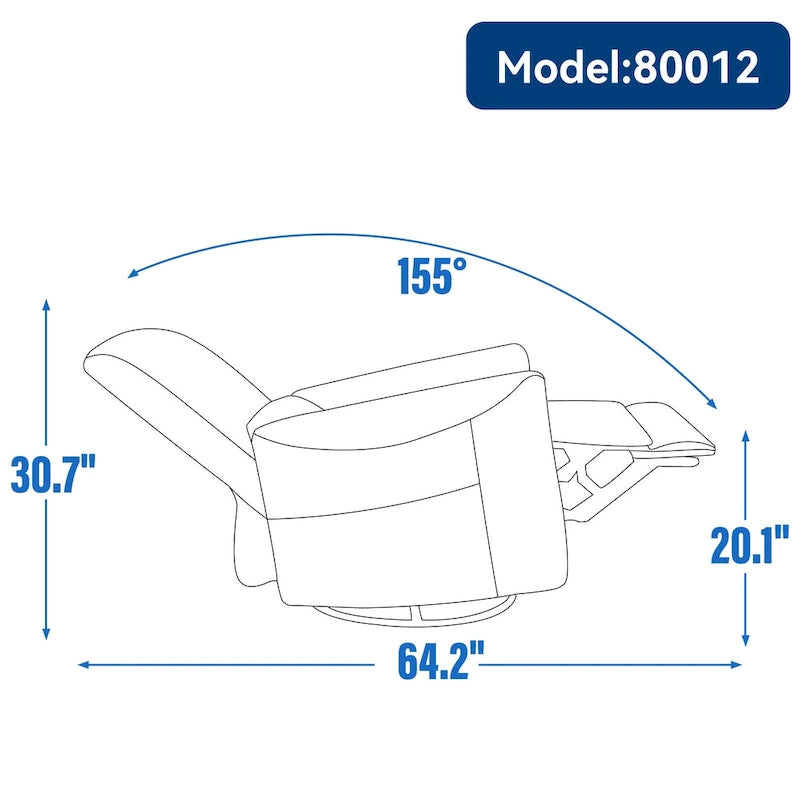 Poltrona Reclinabile Elettrica Ergonomica Marrone con Girevole, Dondolo e Porte USB