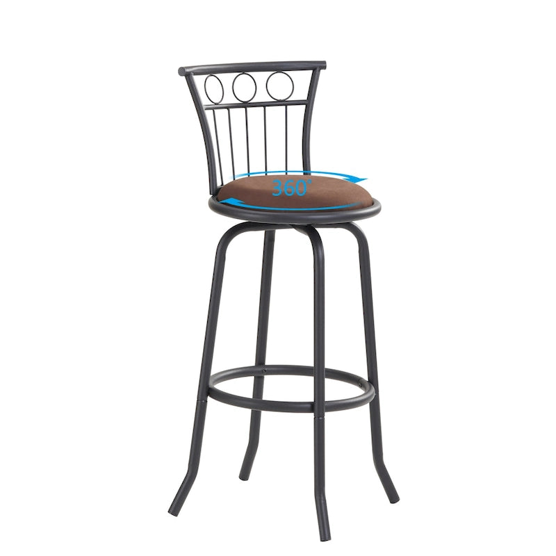 Set da pranzo 3 pezzi in stile moderno con tavolo rotondo e 2 sedie da bar ad altezza bancone