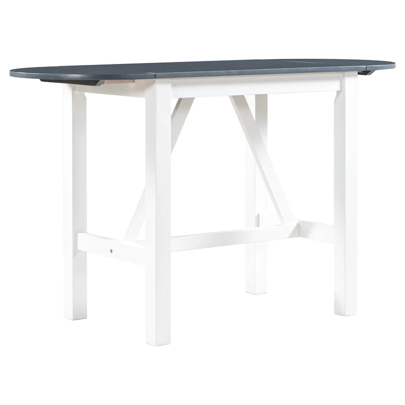 Set tavolo da pranzo bianco in legno a 3 pezzi con altezza da bancone con tavolo allungabile e 2 sedie