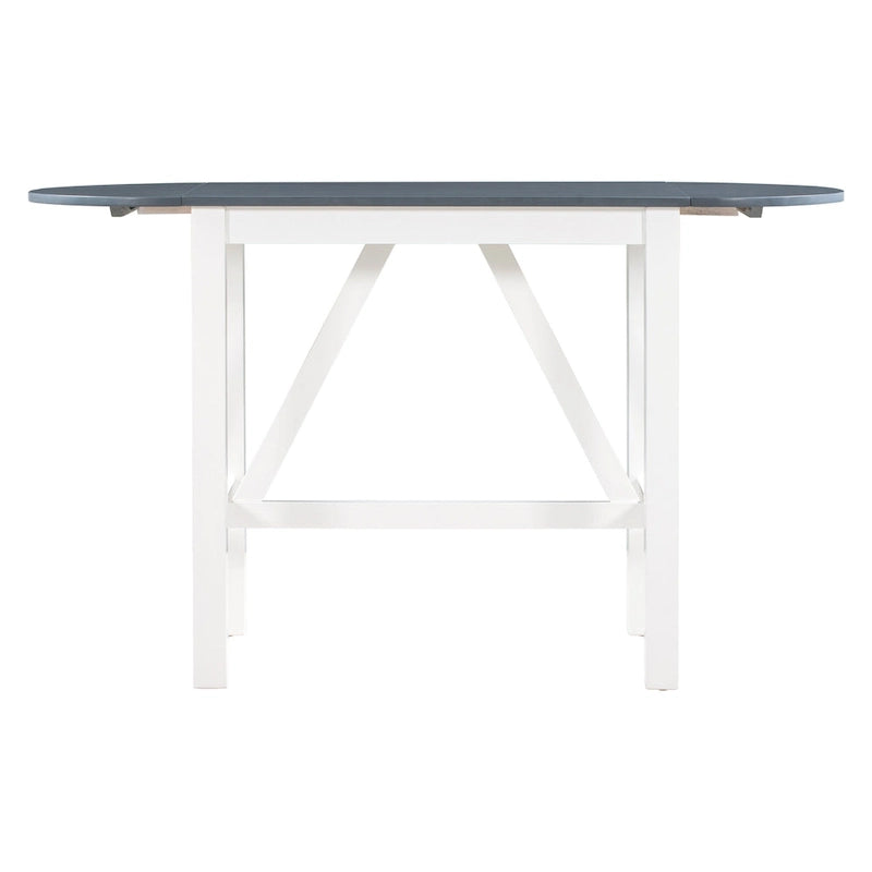 Set tavolo da pranzo bianco in legno a 3 pezzi con altezza da bancone con tavolo allungabile e 2 sedie