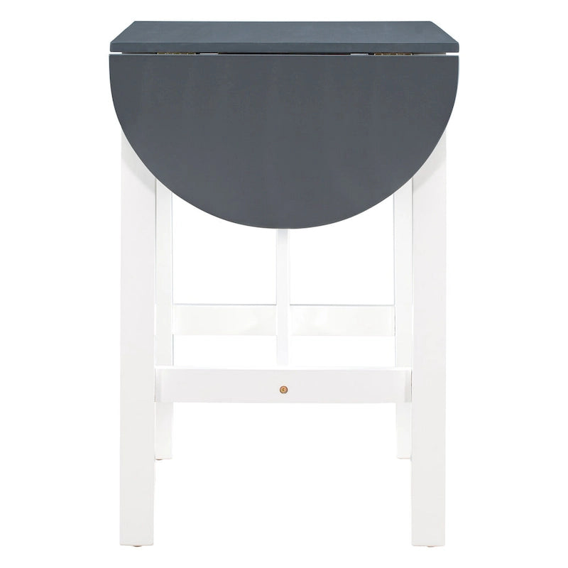 Set tavolo da pranzo bianco in legno a 3 pezzi con altezza da bancone con tavolo allungabile e 2 sedie