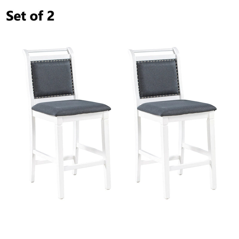 Set tavolo da pranzo bianco in legno a 3 pezzi con altezza da bancone con tavolo allungabile e 2 sedie