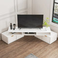 Modern White 2-Drawer Open Storage Corner TV Stand