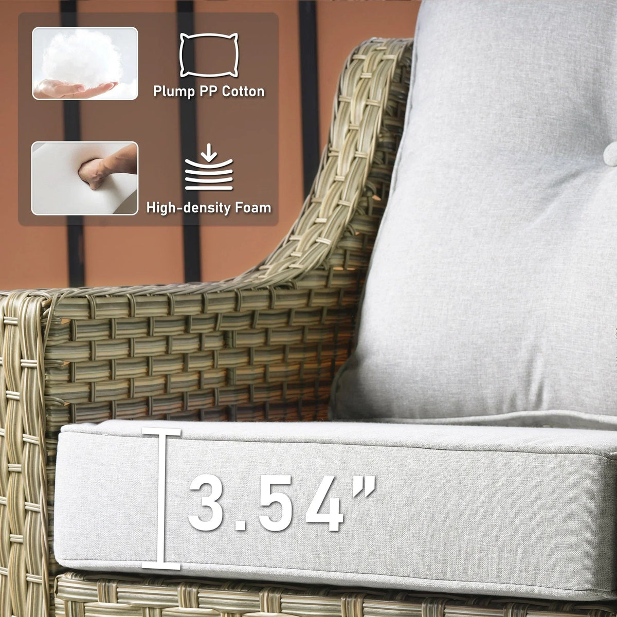 HOOOWOOO 2-piece High Back Wicker Rattan Outdoor Patio Chair Set
