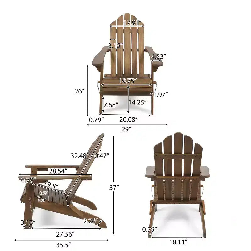 Sedia Pieghevole da Patio Adirondack in Legno di Acacia "Hollywood" - Christopher Knight Home
