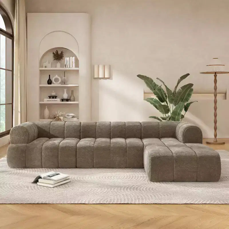 Christopher Knight Home Keri 122 Modern L-Shaped High-Density Foam Sectional Sofa with Low Backrest