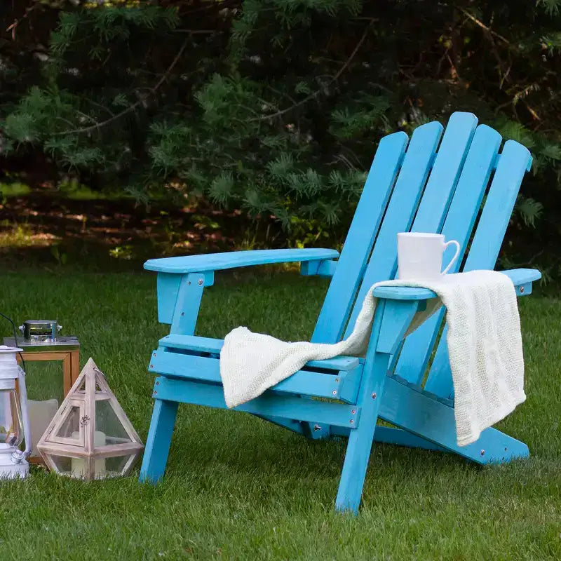 Northlight Sedia Adirondack Classica Pieghevole in Legno Blu da 36
