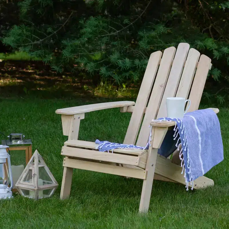 Chaise Adirondack pliante classique en bois brun naturel Northlight 36