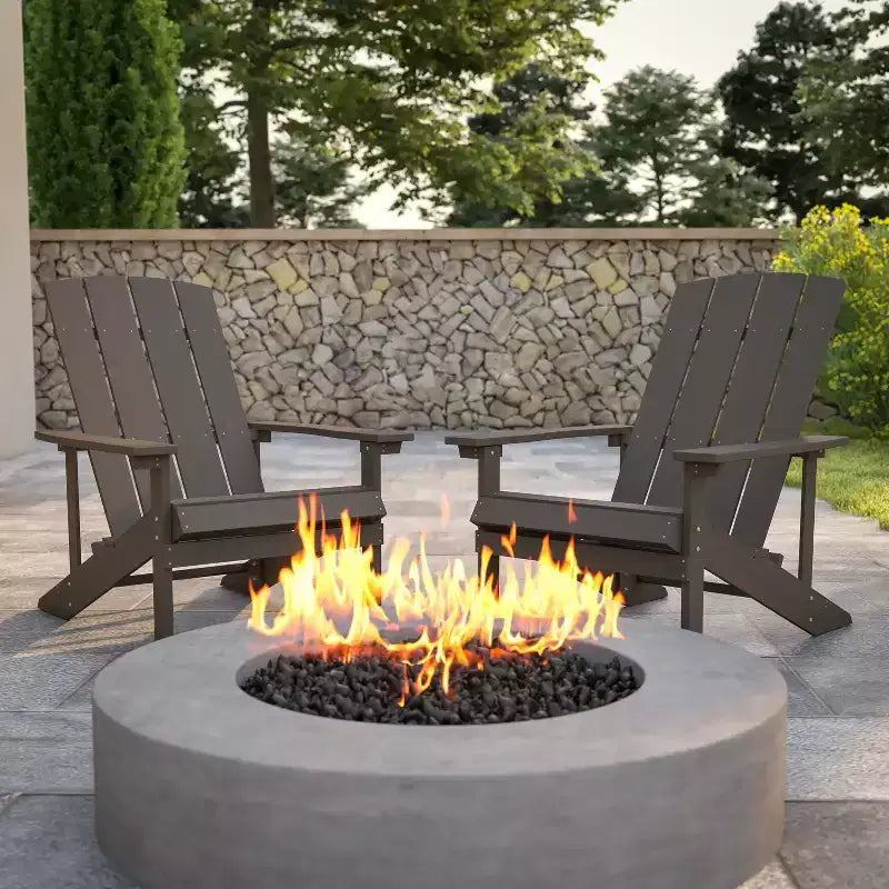 Flash Furniture Set di 2 sedie Adirondack Charlestown in legno di poliresina per tutte le stagioni