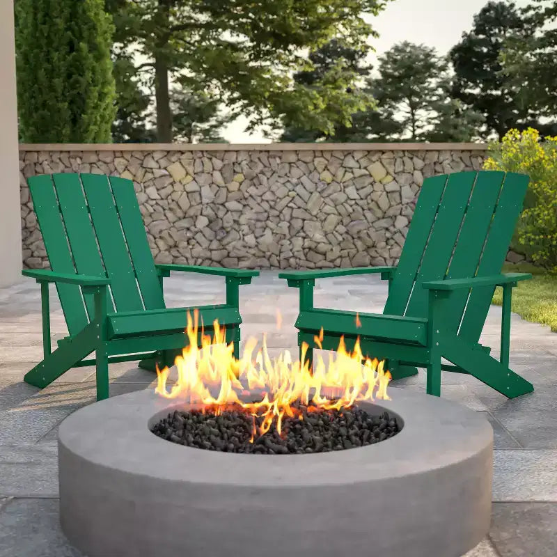 Flash Furniture Set di 2 sedie Adirondack Charlestown in legno di poliresina per tutte le stagioni
