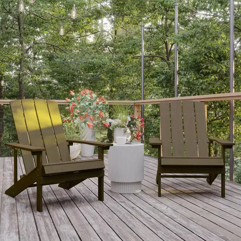 Flash Furniture Set di 2 sedie Adirondack Charlestown in legno di poliresina per tutte le stagioni