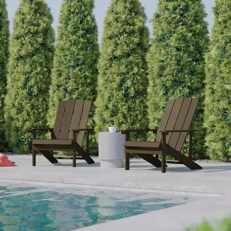 Flash Furniture Set di 2 sedie Adirondack Charlestown in legno di poliresina per tutte le stagioni