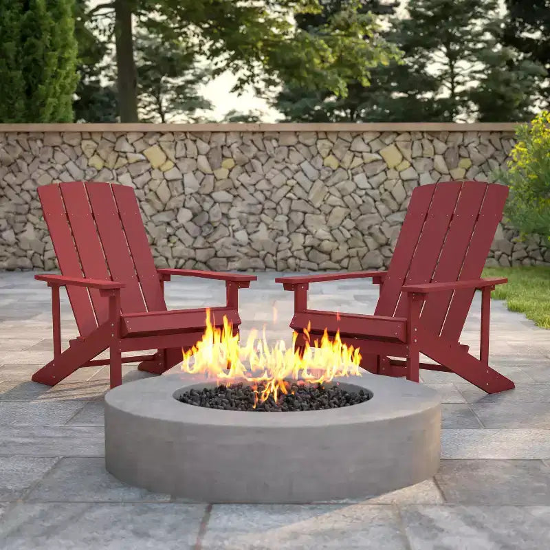 Flash Furniture Set di 2 sedie Adirondack Charlestown in legno di poliresina per tutte le stagioni