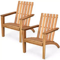 Costway 2PCS Patio Acacia Wood Adirondack Chair Lounge Armchair sturdy Outdoor Garden