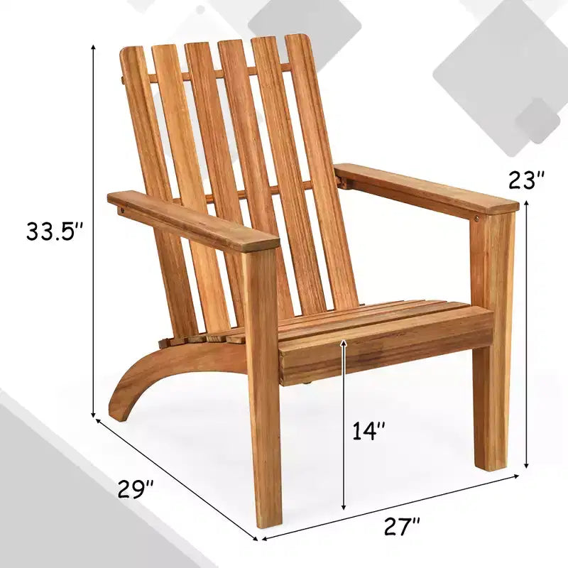 Costway 2 SEDIE da Giardino Adirondack in Legno di Acacia per Esterni, robuste, con braccioli