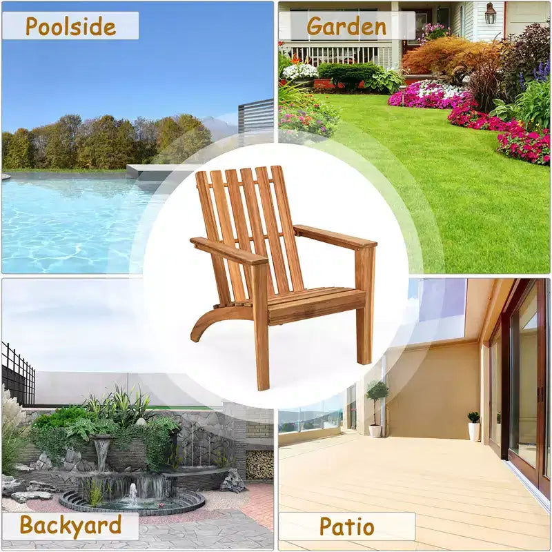 Costway 2 SEDIE da Giardino Adirondack in Legno di Acacia per Esterni, robuste, con braccioli
