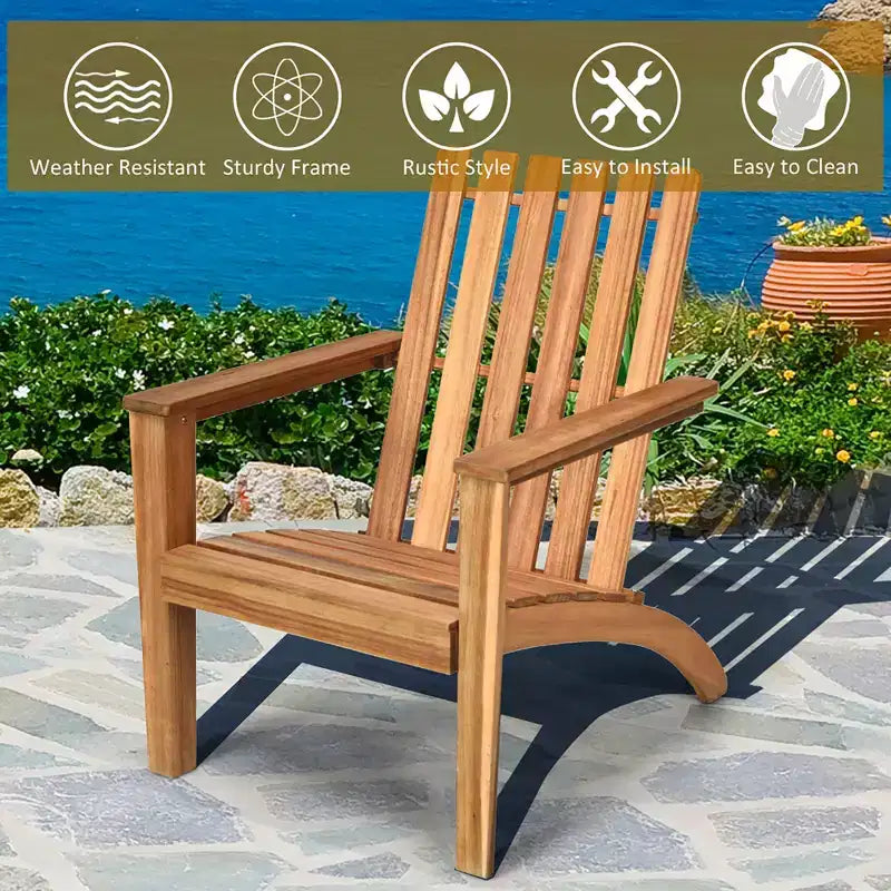 Costway 2 SEDIE da Giardino Adirondack in Legno di Acacia per Esterni, robuste, con braccioli