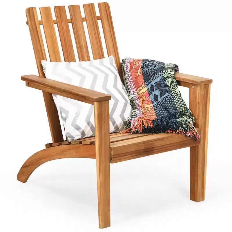 Costway 2 SEDIE da Giardino Adirondack in Legno di Acacia per Esterni, robuste, con braccioli