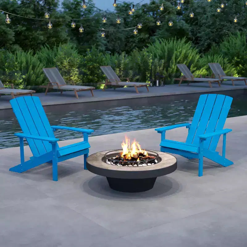 Merrick Lane Lot de 2 chaises de patio Adirondack avec dossier à treillis vertical et cadre résistant aux intempéries