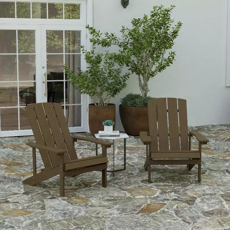 Merrick Lane Lot de 2 chaises de patio Adirondack avec dossier à treillis vertical et cadre résistant aux intempéries