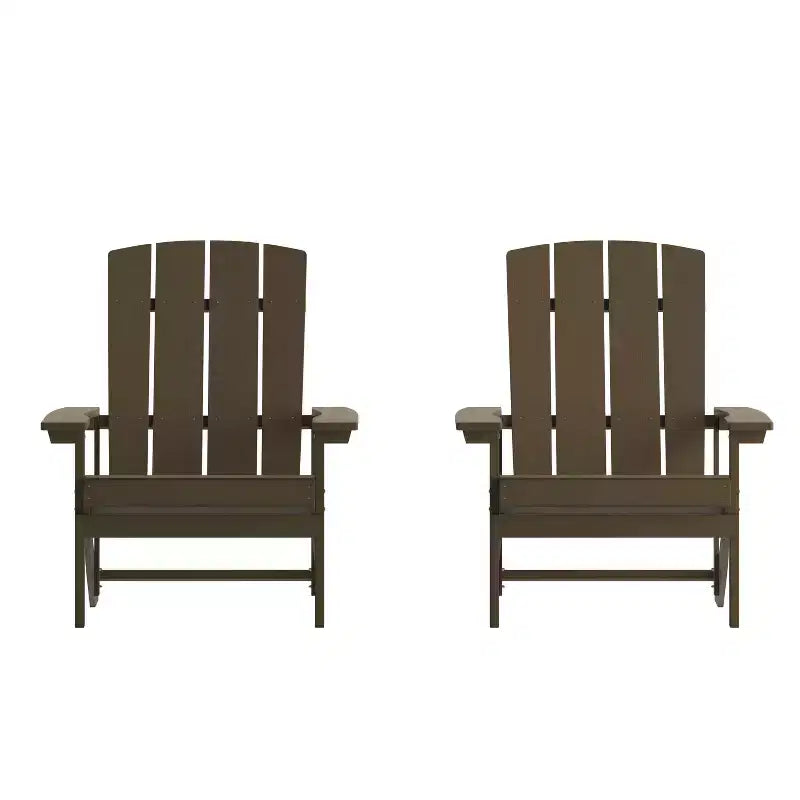 Merrick Lane Set of 2 Adirondack Patio Chairs With Vertical Lattice Back And Weather Resistant Frame