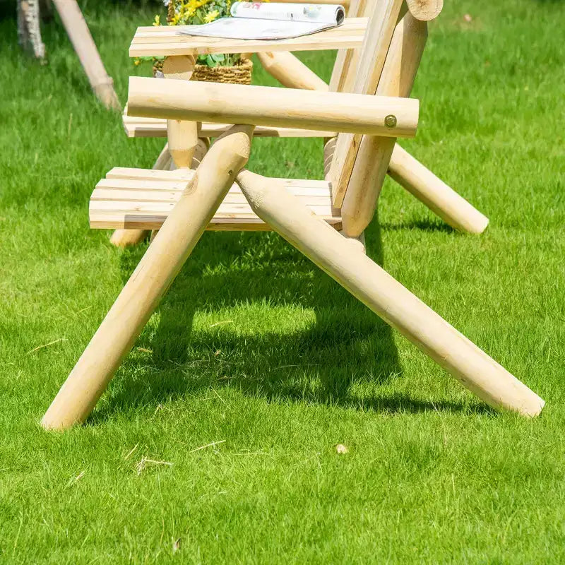 Panca da Esterno Outsunny Adirondack in Legno con Tavolino Centrale, Perfetta per Rilassarsi all'Aperto