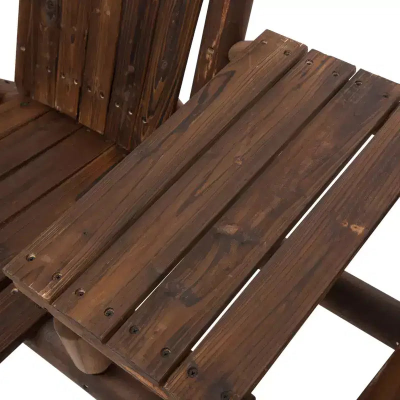 Panca da Esterno Outsunny Adirondack in Legno con Tavolino Centrale, Perfetta per Rilassarsi all'Aperto
