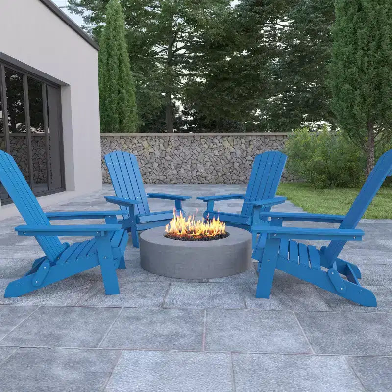 Set di 4 sedie pieghevoli Adirondack Charlestown in poliresina per tutte le stagioni Flash Furniture