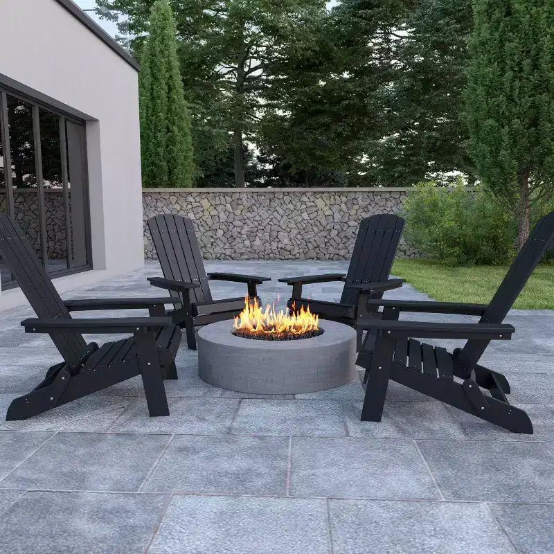 Set di 4 sedie pieghevoli Adirondack Charlestown in poliresina per tutte le stagioni Flash Furniture