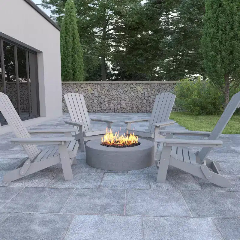 Set di 4 sedie pieghevoli Adirondack Charlestown in poliresina per tutte le stagioni Flash Furniture