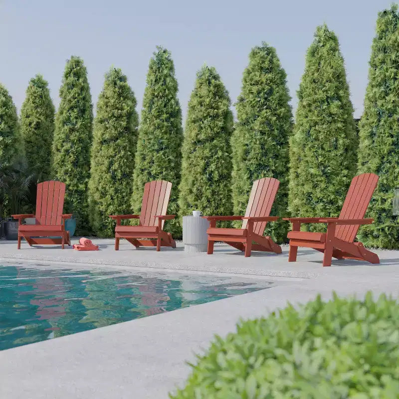 Set di 4 sedie pieghevoli Adirondack Charlestown in poliresina per tutte le stagioni Flash Furniture