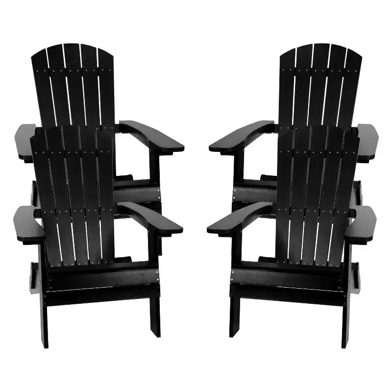 Set di 4 sedie pieghevoli Adirondack Charlestown in poliresina per tutte le stagioni Flash Furniture