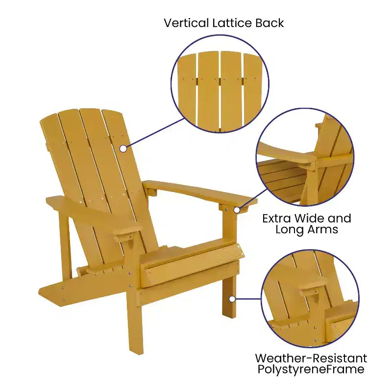 Lot de 2 chaises Adirondack Flash Furniture Charlestown en polyrésine résistante aux intempéries avec table d'appoint