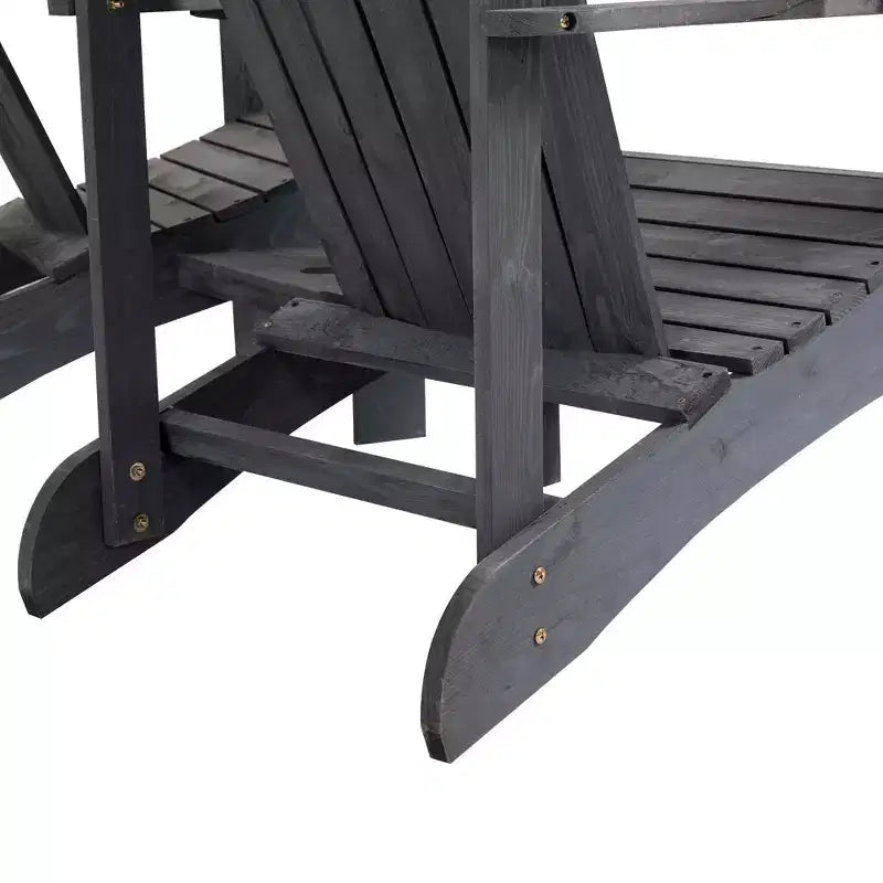 Outsunny Set di 3 Sedie Adirondack in Legno, Doppio Posto da Esterno con Tavolino Centrale e Foro per Ombrellone per Patio, Giardino, Terrazza, Focolare